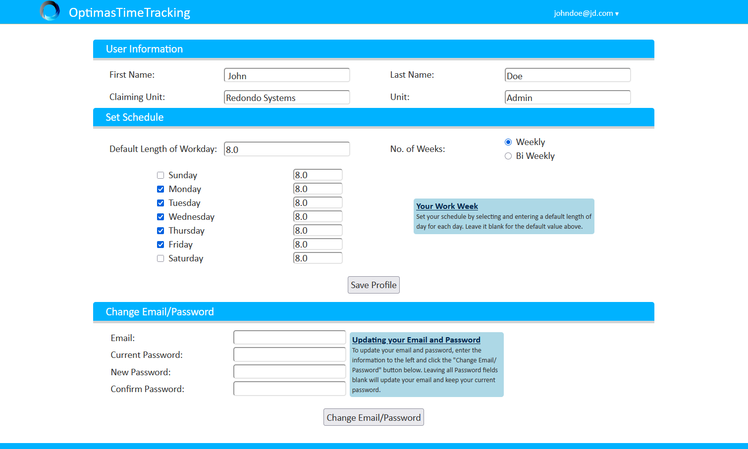 Optimas Main Application